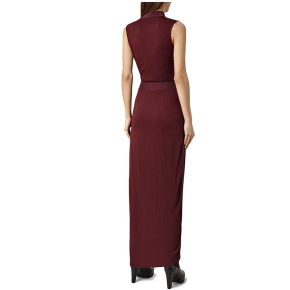AllSaints Lani Dress Rust Maroon Maxi Faux Wrap 6 - Picture 14 of 15